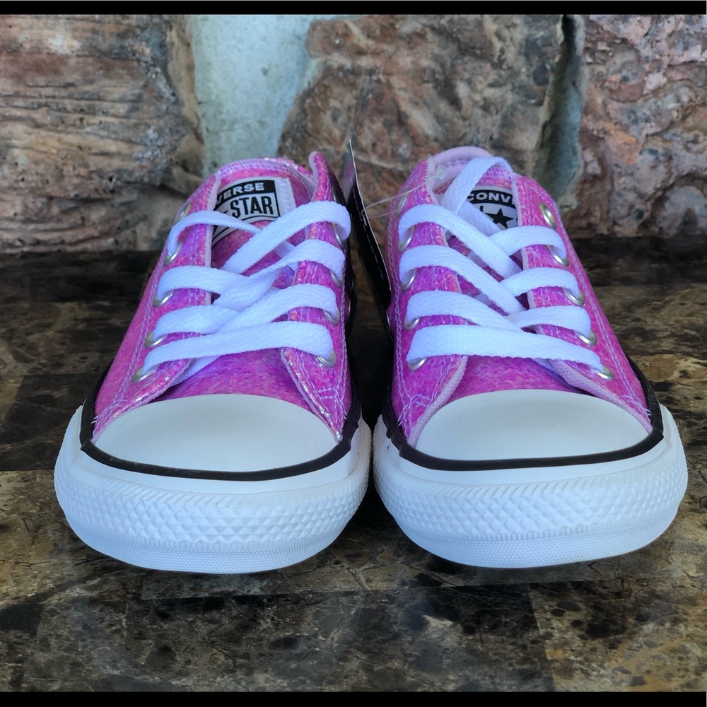 NEW Converse Little Girls All Star Glitter sneaker - Picture 4 of 16